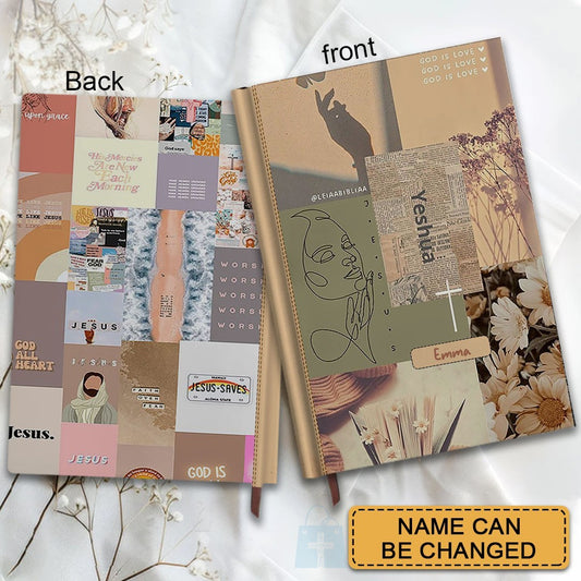 Personalized Leather Notebook Bible – Custom Name Christian Journal with Inspirational Scripture Verses