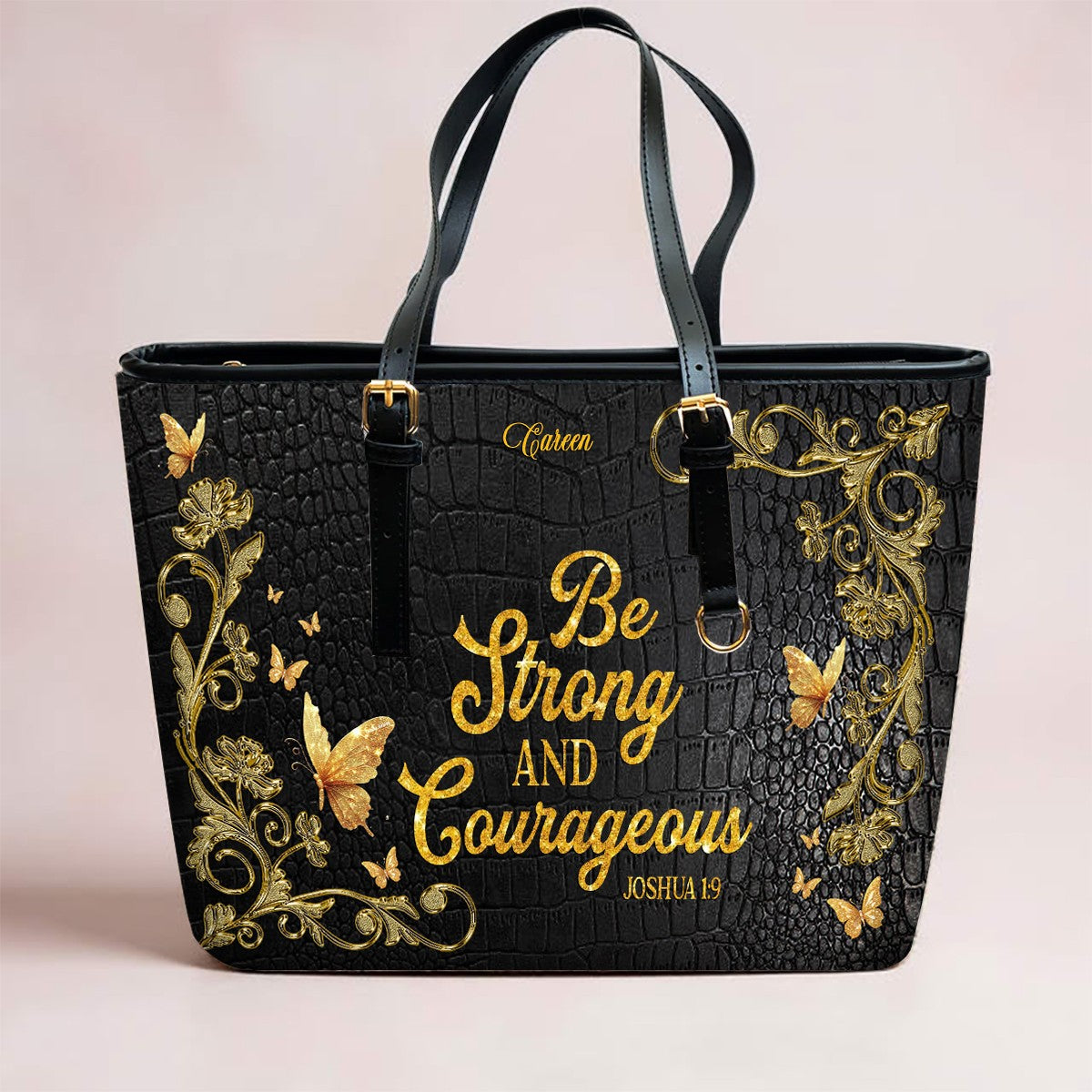 Personalized Leather Tote Bag with Bible Verses – Custom Faith-Inspired Leather TOTE Bag | CHRISTIANARTBAG Leather TOTE Bag CAB02122225
