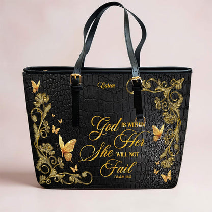Personalized Leather Tote Bag with Bible Verses – Custom Faith-Inspired Leather TOTE Bag | CHRISTIANARTBAG Leather TOTE Bag CAB02122225