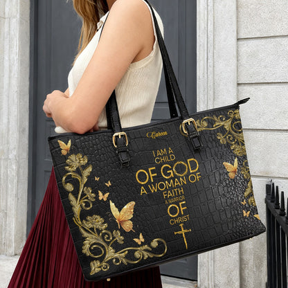 Personalized Leather Tote Bag with Bible Verses – Custom Faith-Inspired Leather TOTE Bag | CHRISTIANARTBAG Leather TOTE Bag CAB02122225