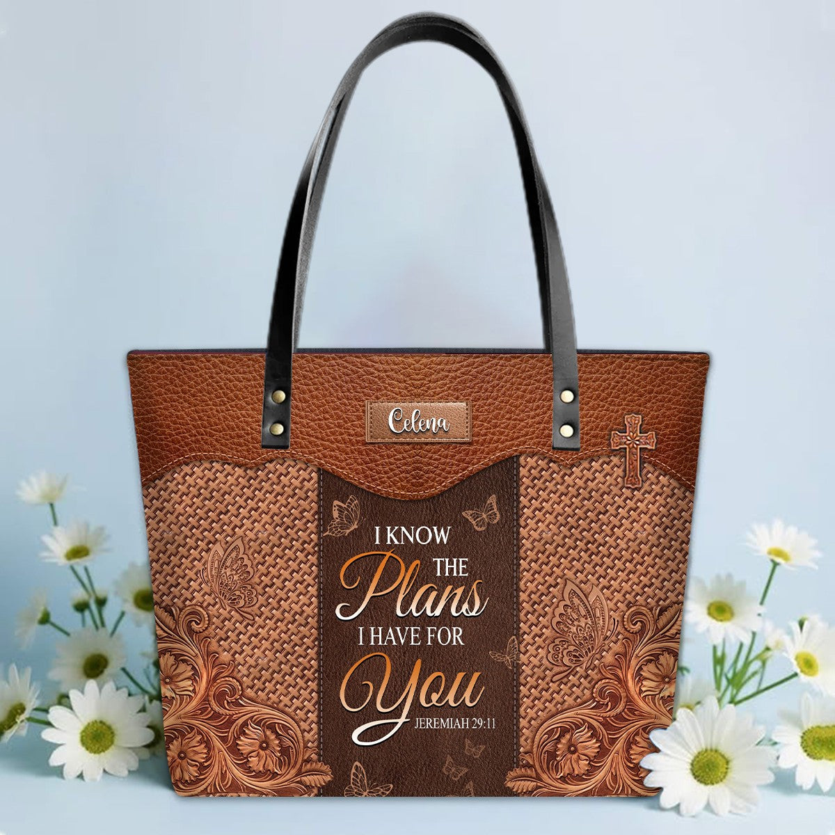Personalized Leather Tote Bag with Bible Verses – Personalized Leather Handbags – A Statement of Faith & Strength | CHRISTIANARTBAG Leather TOTE Bag.