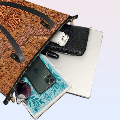 Personalized Leather Tote Bag with Bible Verses – Personalized Leather Handbags – A Statement of Faith & Strength | CHRISTIANARTBAG Leather TOTE Bag CAB01041225