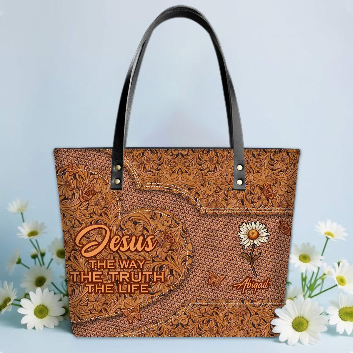 Personalized Leather Tote Bag with Bible Verses – Personalized Leather Handbags – A Statement of Faith & Strength | CHRISTIANARTBAG Leather TOTE Bag CAB01041225