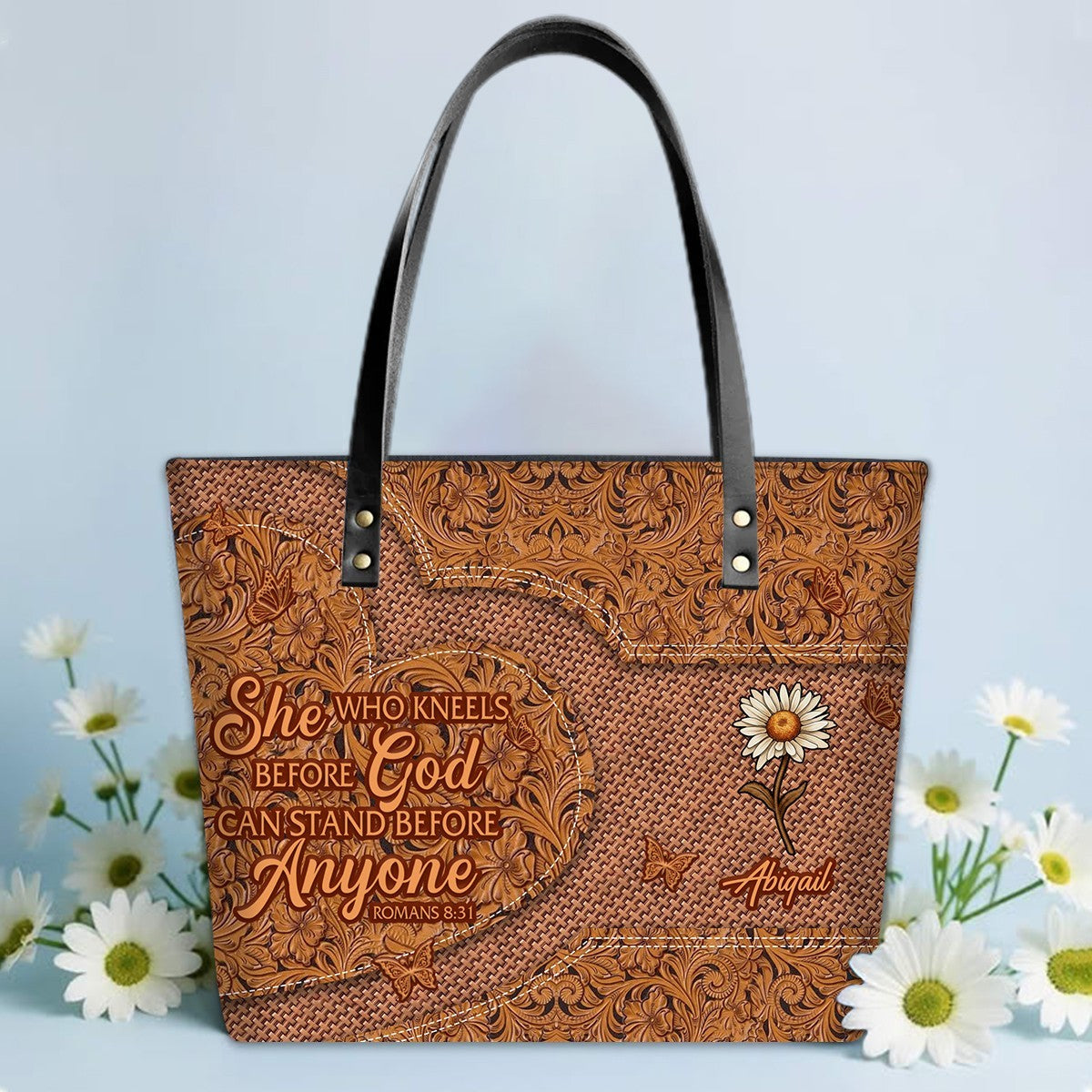 Personalized Leather Tote Bag with Bible Verses – Personalized Leather Handbags – A Statement of Faith & Strength | CHRISTIANARTBAG Leather TOTE Bag CAB01041225