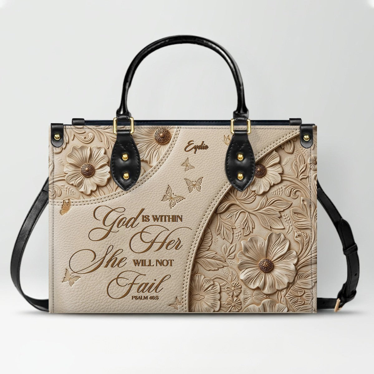 Personalized Bible Verse Leather Handbag & Wallet Set | Custom Christian Purse Set - CHRISTIANARTBAG 02080826