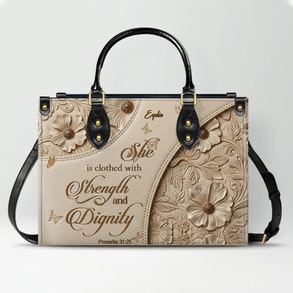 Personalized Bible Verse Leather Handbag & Wallet Set | Custom Christian Purse Set - CHRISTIANARTBAG 02080826