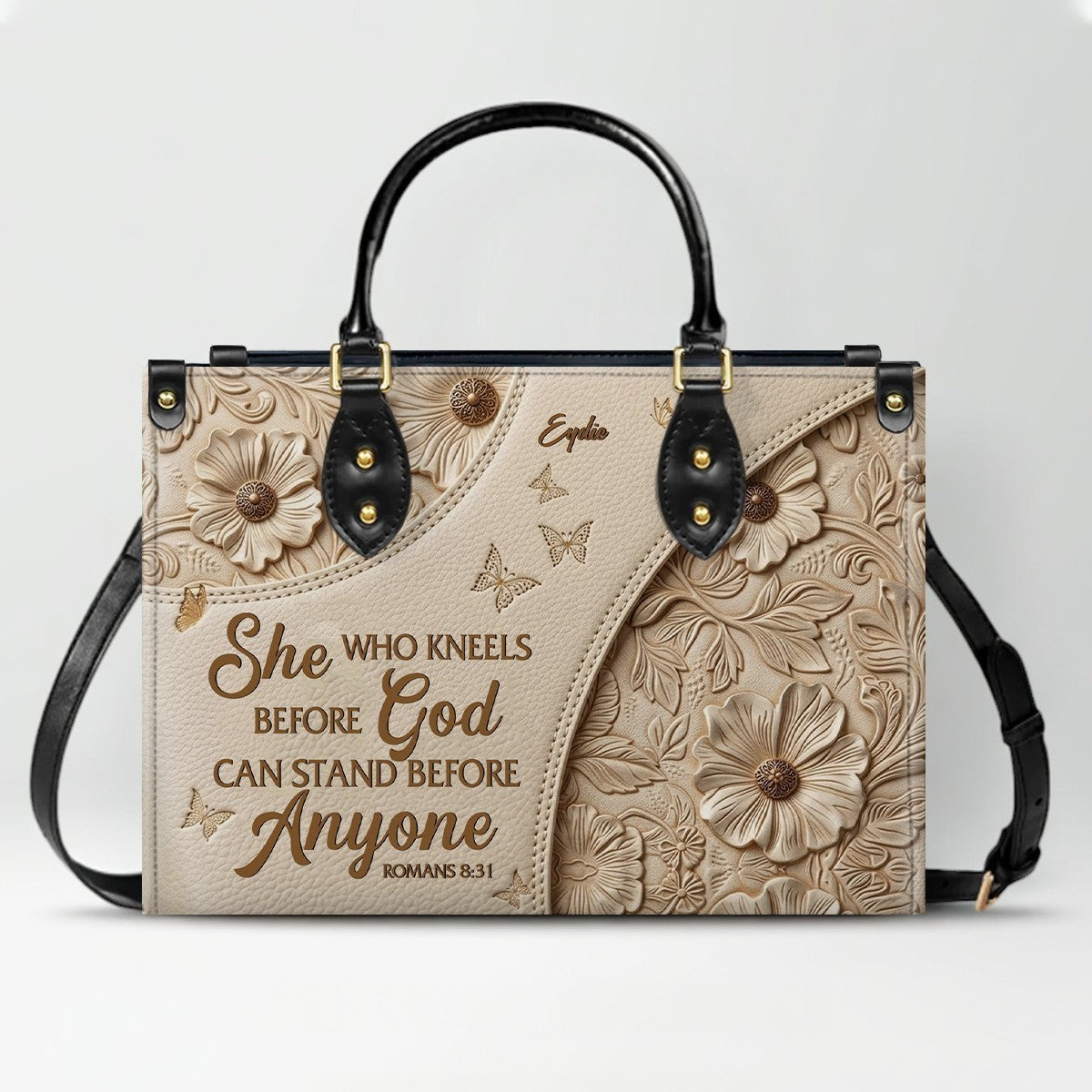 Personalized Bible Verse Leather Handbag & Wallet Set | Custom Christian Purse Set - CHRISTIANARTBAG 02080826