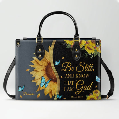 Personalized Philippians 4:13 Sunflower Leather Tote Bag - Custom Name Christian Gift for Women - Inspirational Bible Verse Satchel - Faith Based Handbag
