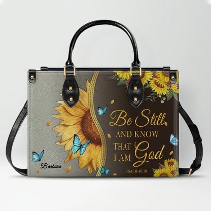 Personalized Philippians 4:13 Sunflower Leather Tote Bag - Custom Name Christian Gift for Women - Inspirational Bible Verse Satchel - Faith Based Handbag