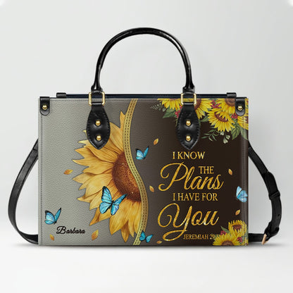 Personalized Philippians 4:13 Sunflower Leather Tote Bag - Custom Name Christian Gift for Women - Inspirational Bible Verse Satchel - Faith Based Handbag