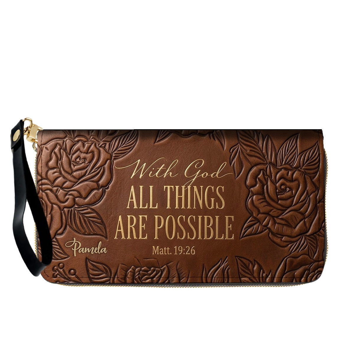 Personalized Leather Handbag with Bible Verse "With God All Things Are Possible" | CHRISTIANARTBAG 01073026
