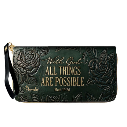 Personalized Leather Handbag with Bible Verse "With God All Things Are Possible" | CHRISTIANARTBAG 01073026