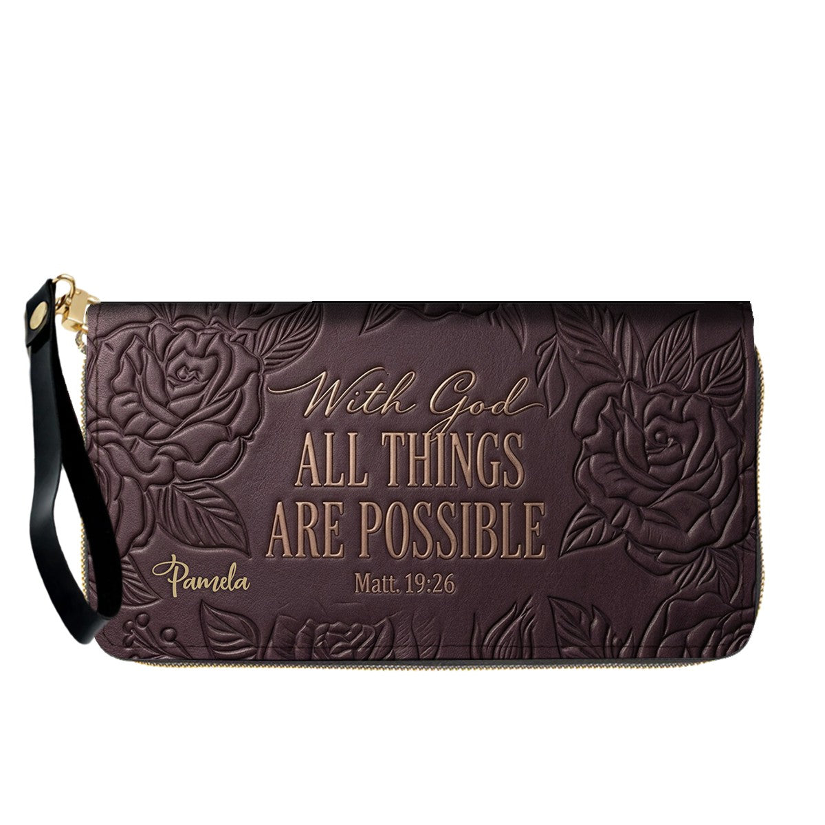 Personalized Leather Handbag with Bible Verse "With God All Things Are Possible" | CHRISTIANARTBAG 01073026