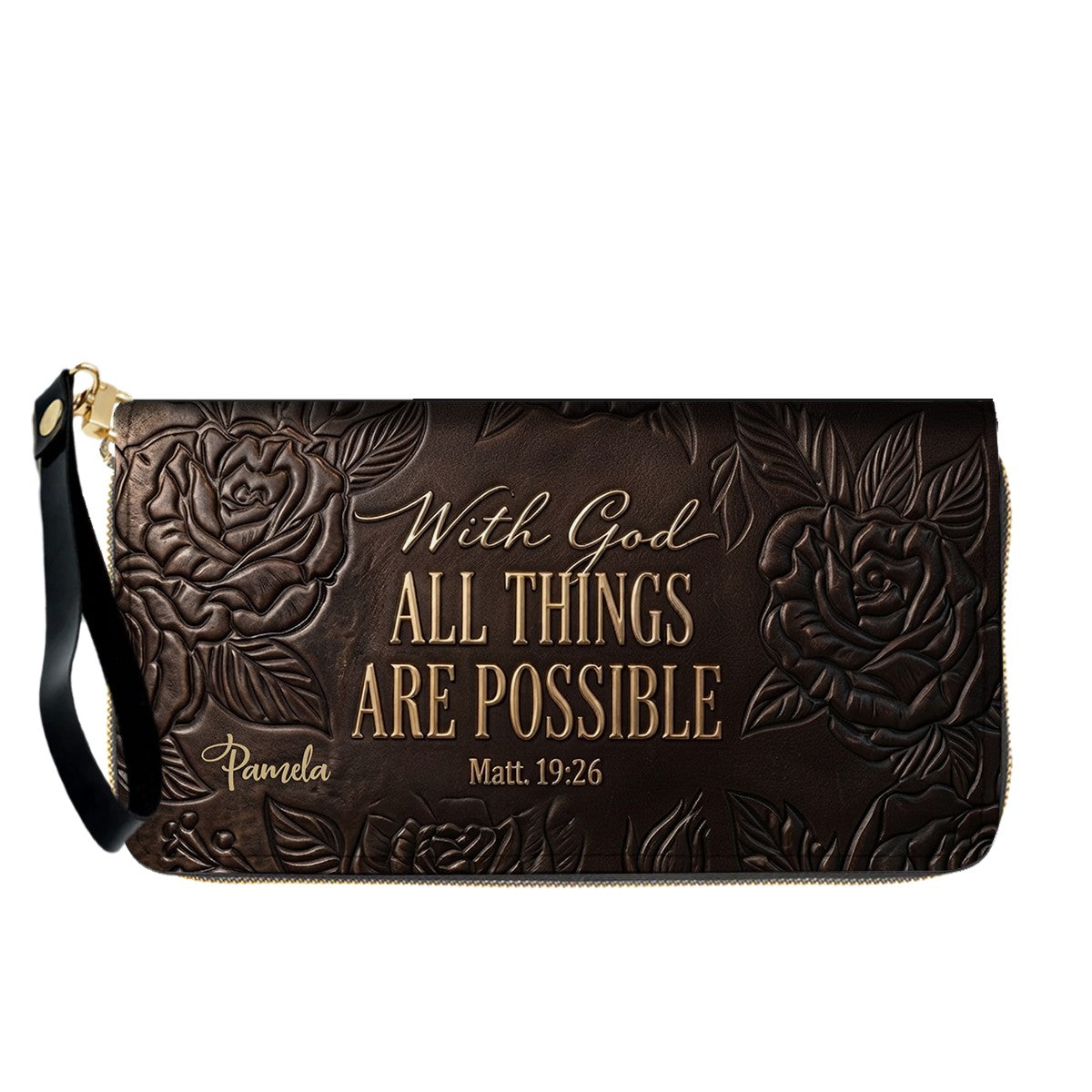Personalized Leather Handbag with Bible Verse "With God All Things Are Possible" | CHRISTIANARTBAG 01073026