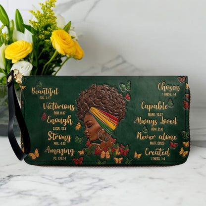 CHRISTIANARTBAG Personalized Leather Handbag - Custom Maya Green | African American Christian Gifts "You Are Beautiful" Bible Verse Shoulder Bag