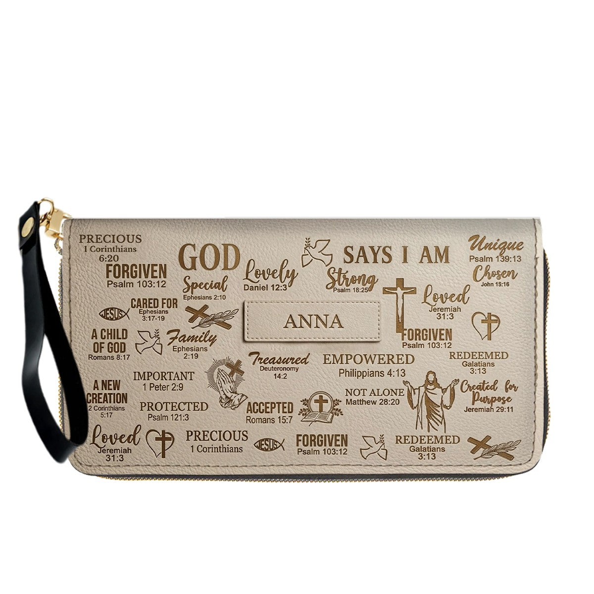 Personalized Christian Leather Handbag - Custom Name God Says I Am Bible Verse Tote Bag | CHRISTIANARTBAG 01072126