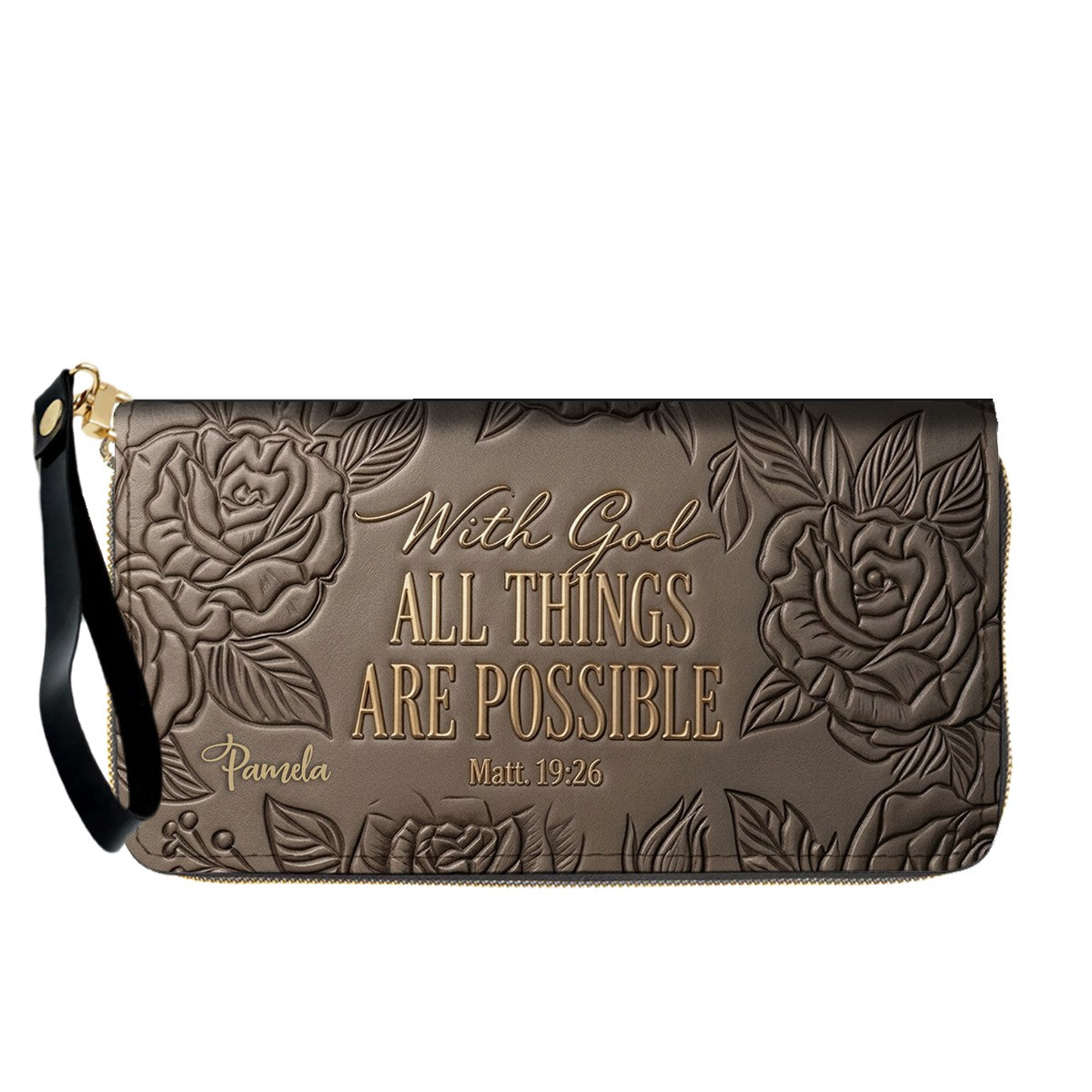 Personalized Leather Handbag with Bible Verse "With God All Things Are Possible" | CHRISTIANARTBAG 01073026