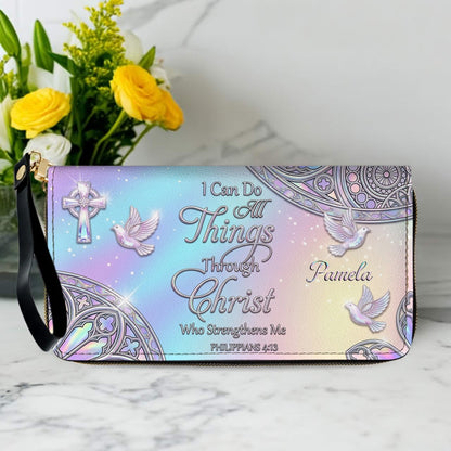 Personalized Christian Leather Handbag - I Can Do All Things Through Christ Verse - Custom Name Faith Purse | CHRISTIANARTBAG CAb01100626