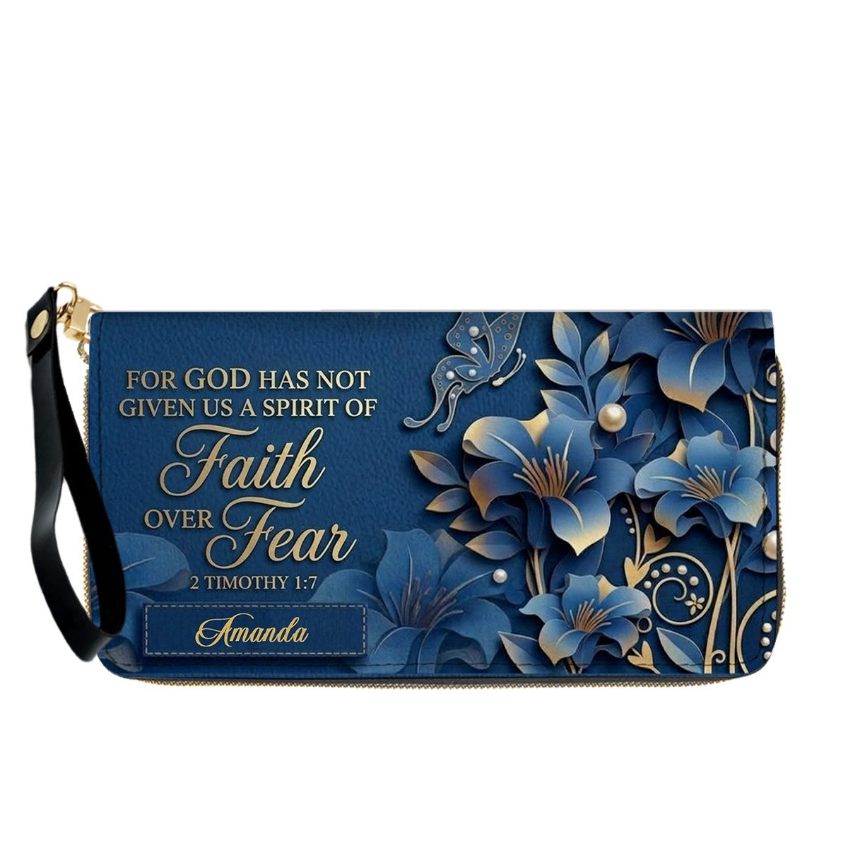 Personalized Mom Leather Handbag & Wallet Set – Custom Name Floral Butterfly Purse for Mother's Day Birthday Gift – CHRISTIANARTBAG CAB01100826