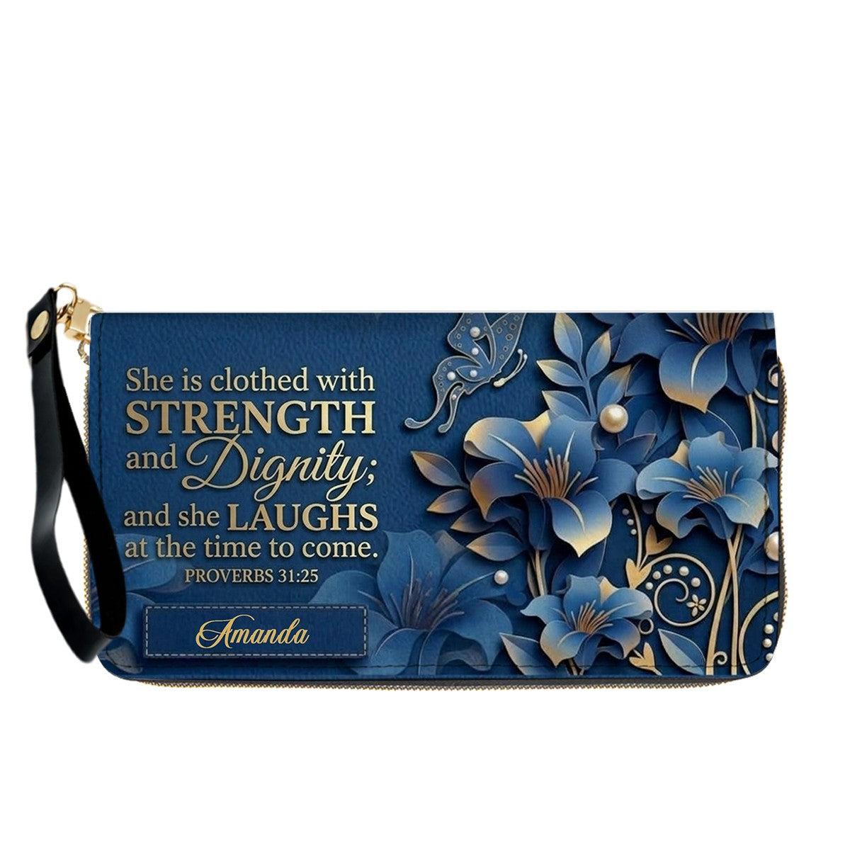 Personalized Mom Leather Handbag & Wallet Set – Custom Name Floral Butterfly Purse for Mother's Day Birthday Gift – CHRISTIANARTBAG CAB01100826