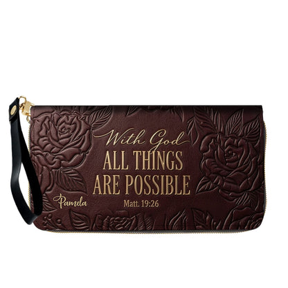 Personalized Leather Handbag with Bible Verse "With God All Things Are Possible" | CHRISTIANARTBAG 01073026