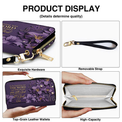 Custom Christian Leather Handbag with Name – John 1:1 Scripture Floral Purse | CHRISTIANARTBAG CA01100726