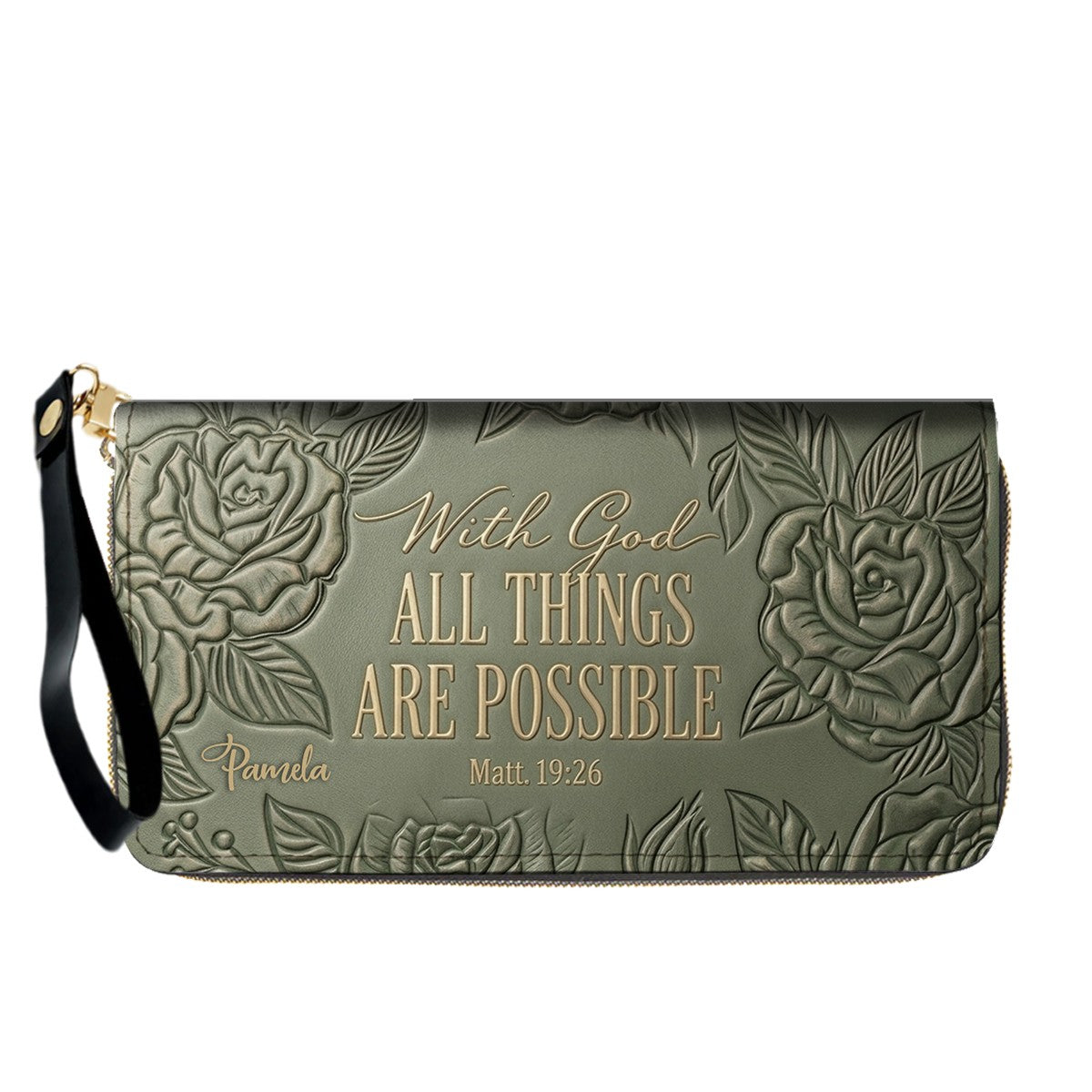 Personalized Leather Handbag with Bible Verse "With God All Things Are Possible" | CHRISTIANARTBAG 01073026