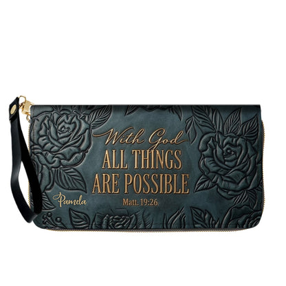 Personalized Leather Handbag with Bible Verse "With God All Things Are Possible" | CHRISTIANARTBAG 01073026