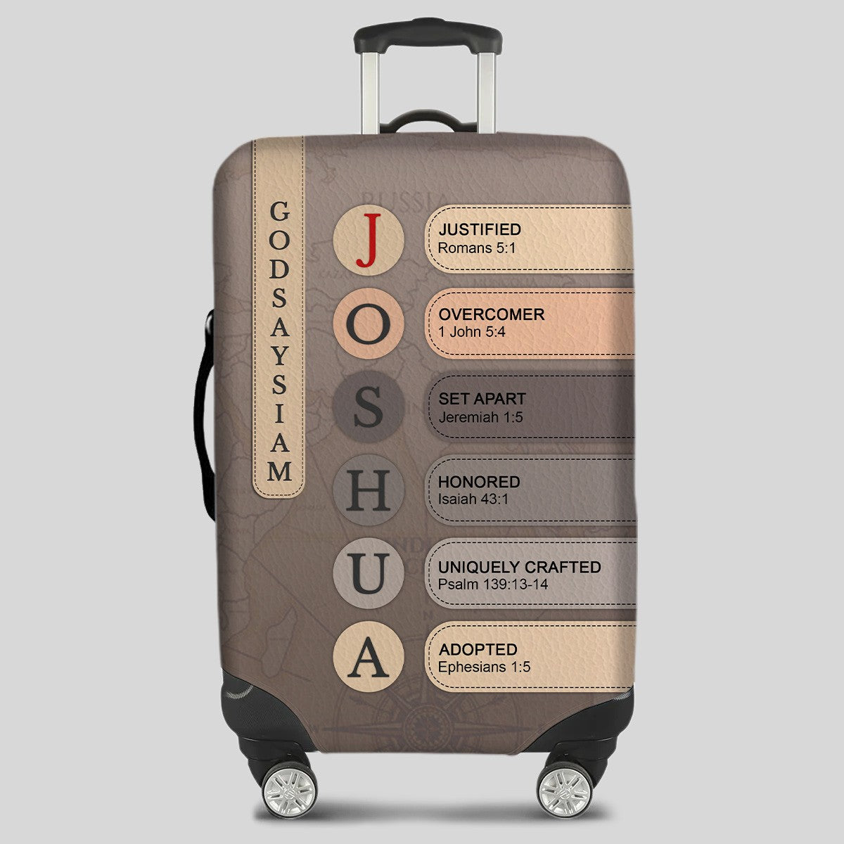 Personalized Christian Luggage Cover with Bible Verse for Each Name Letter – Custom Travel Gift by CHRISTIANARTBAG