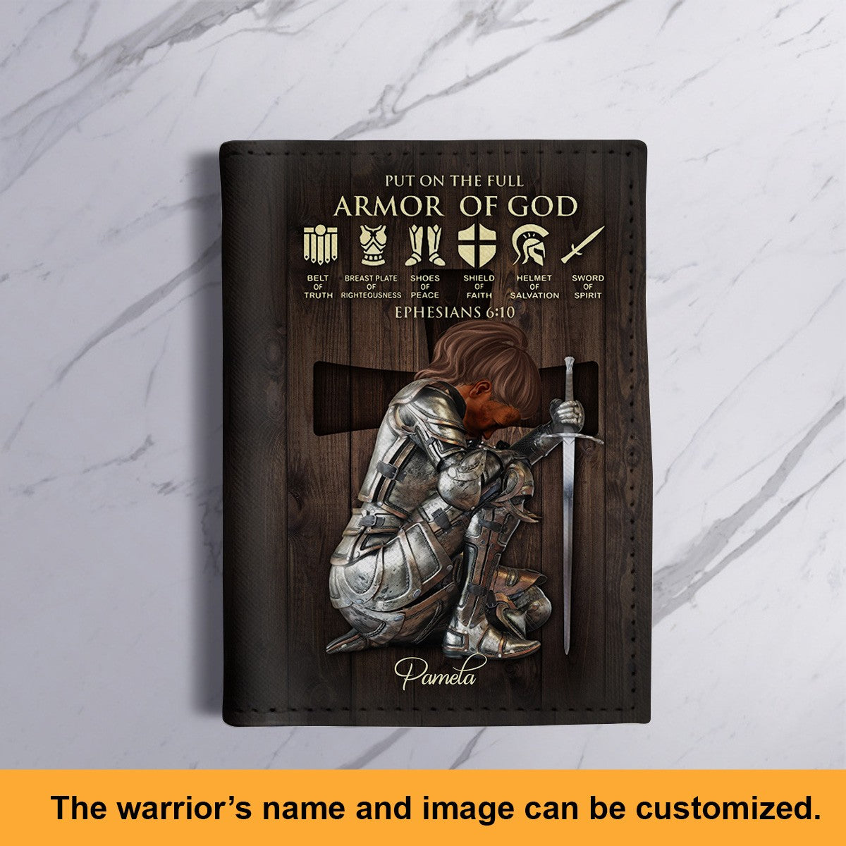 Personalized Christian Passport Cover – Armor of God Design with Custom Warrior Name & Image | CHRISTIANARTBAG