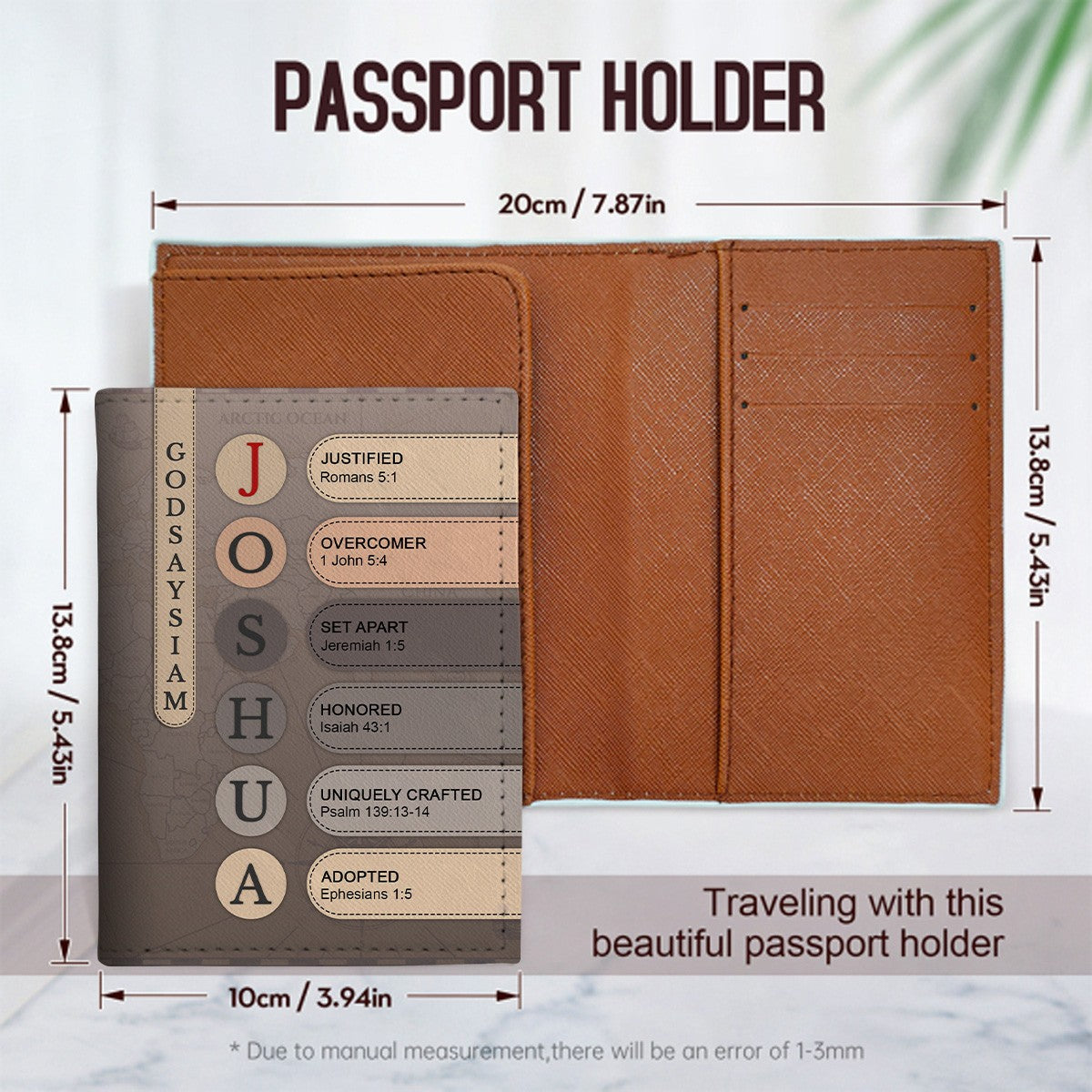 Personalized Passport Cover | Custom Name Letters with Bible Verses & Character Design– Christian Travel Gift | CHRISTIANARTBAG
