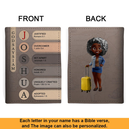 Personalized Passport Cover | Custom Name Letters with Bible Verses & Character Design– Christian Travel Gift | CHRISTIANARTBAG