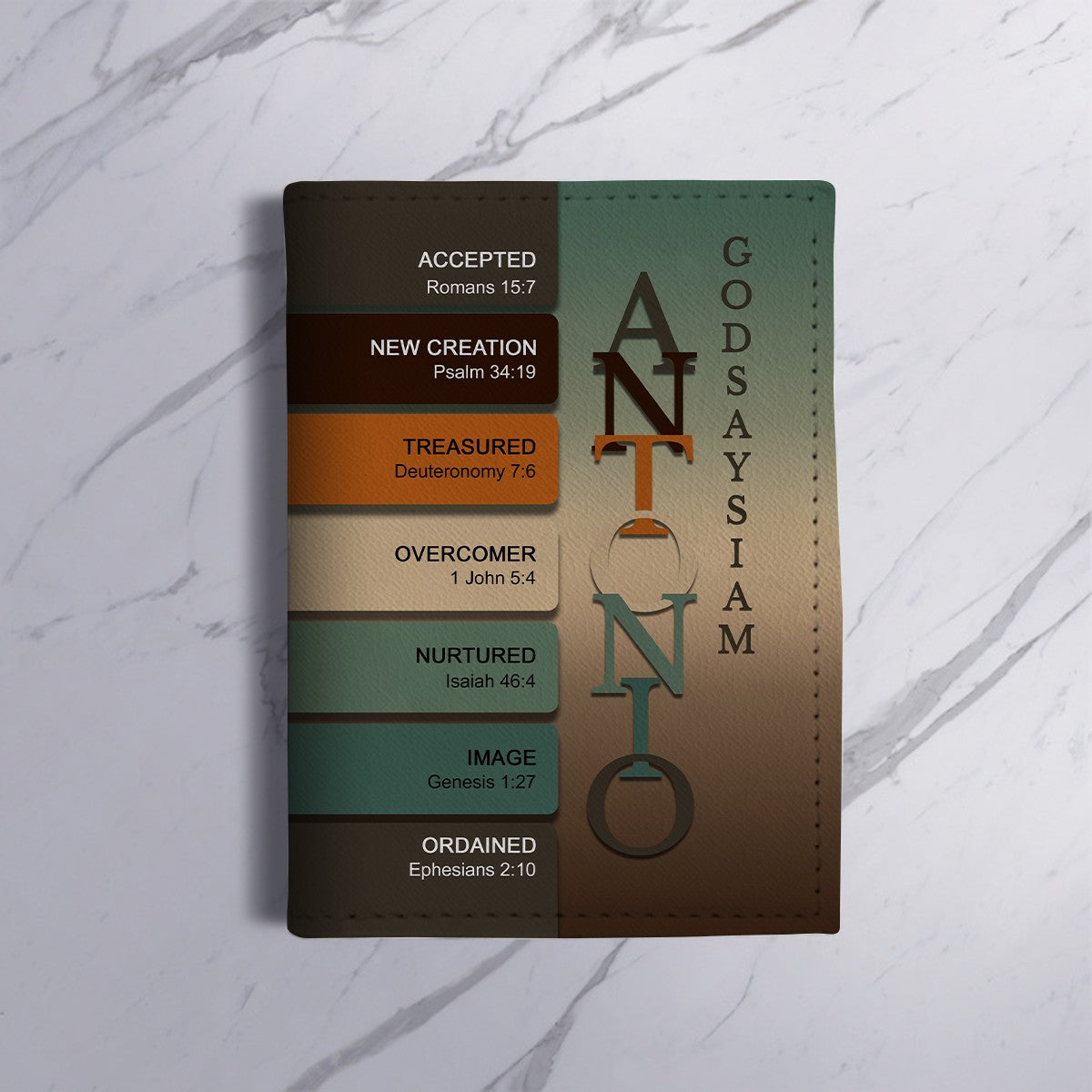 Personalized Passport Cover | Custom Name Letters with Bible Verses & Character Design