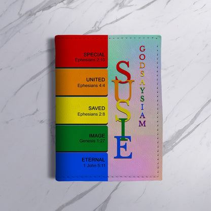 Personalized Passport Cover | Custom Name Letters with Bible Verses & Character Design