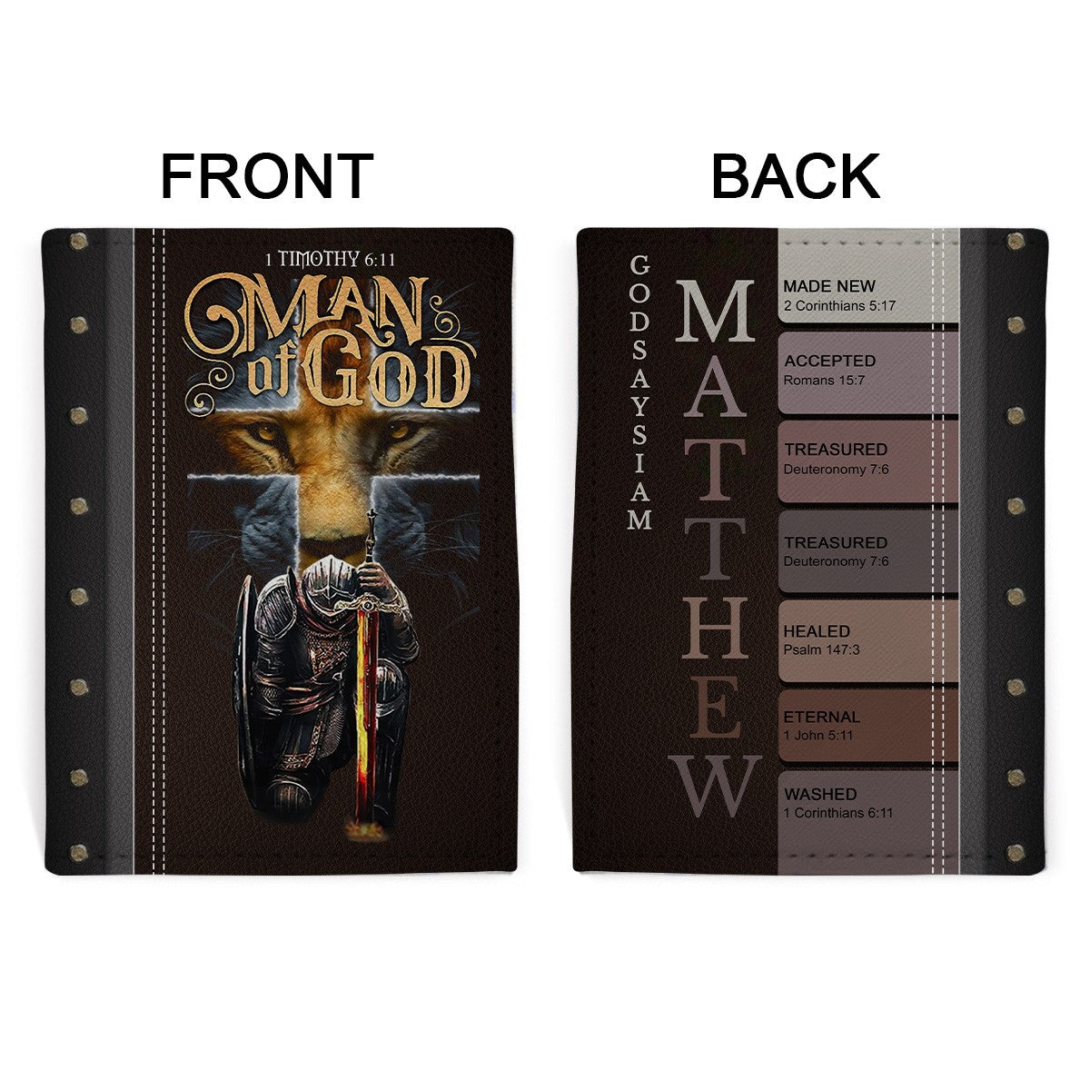 Personalized Christian Passport Cover – Man of God Design with Custom Name, Each Letter Matched to Bible Verses | CHRISTIANARTBAG
