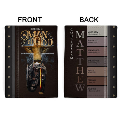 Personalized Christian Passport Cover – Man of God Design with Custom Name, Each Letter Matched to Bible Verses | CHRISTIANARTBAG