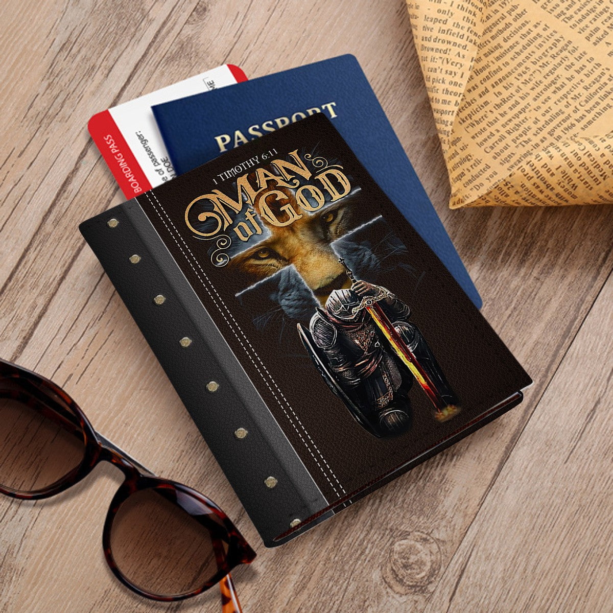 Personalized Christian Passport Cover – Man of God Design with Custom Name, Each Letter Matched to Bible Verses | CHRISTIANARTBAG
