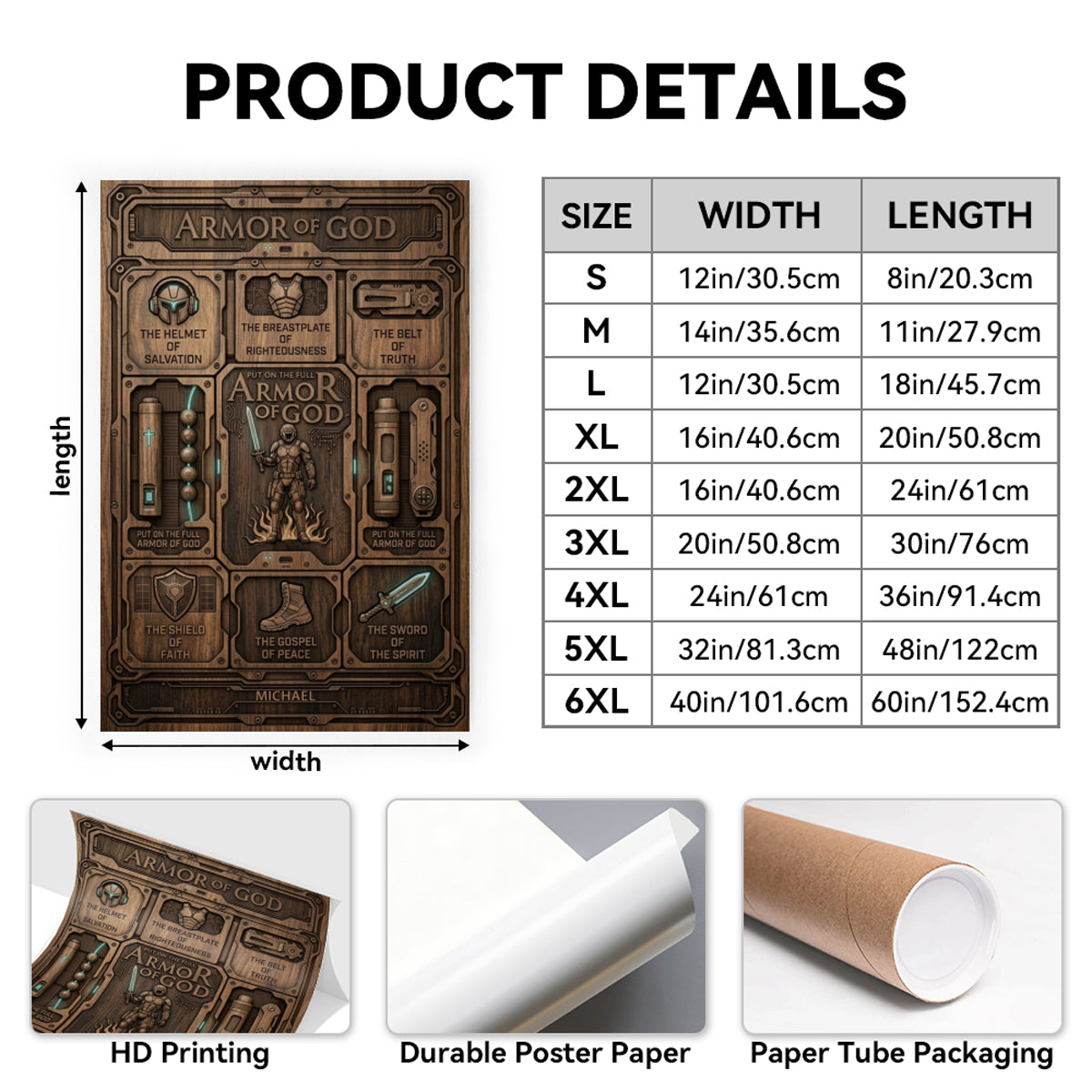 Personalized Armor of God Framed Poster with Name: Unique Christian Wall Art for Men & Faith Gifts by CHRISTIANARTBAG