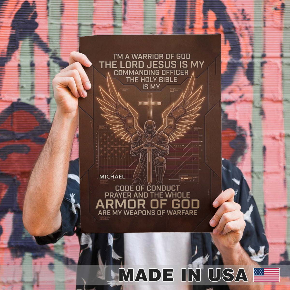 Christian Warrior Personalized Framed Poster – Armor of God Custom Wall Art by CHRISTIANARTBAG