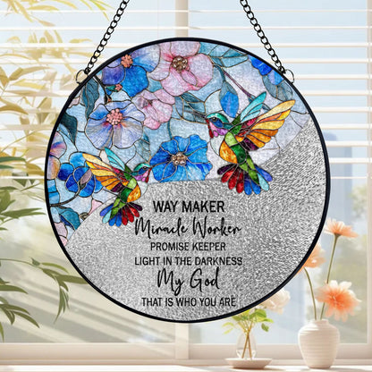 Personalized Christian Suncatcher – Acrylic & Wood Window Hanging Ornament with Bible Verse | CHRISTIANARTBAG