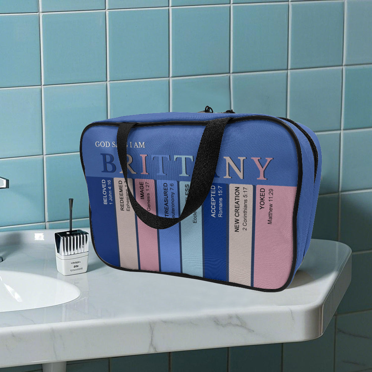 Custom Christian Toiletry Bag – Personalized Name with Bible Verse Meanings | CHRISTIANARTBAG