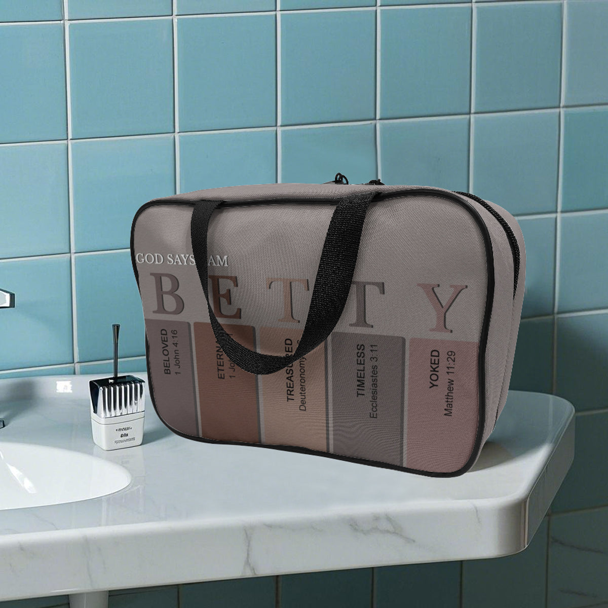 Custom Christian Toiletry Bag – Personalized Name with Bible Verse Meanings | CHRISTIANARTBAG