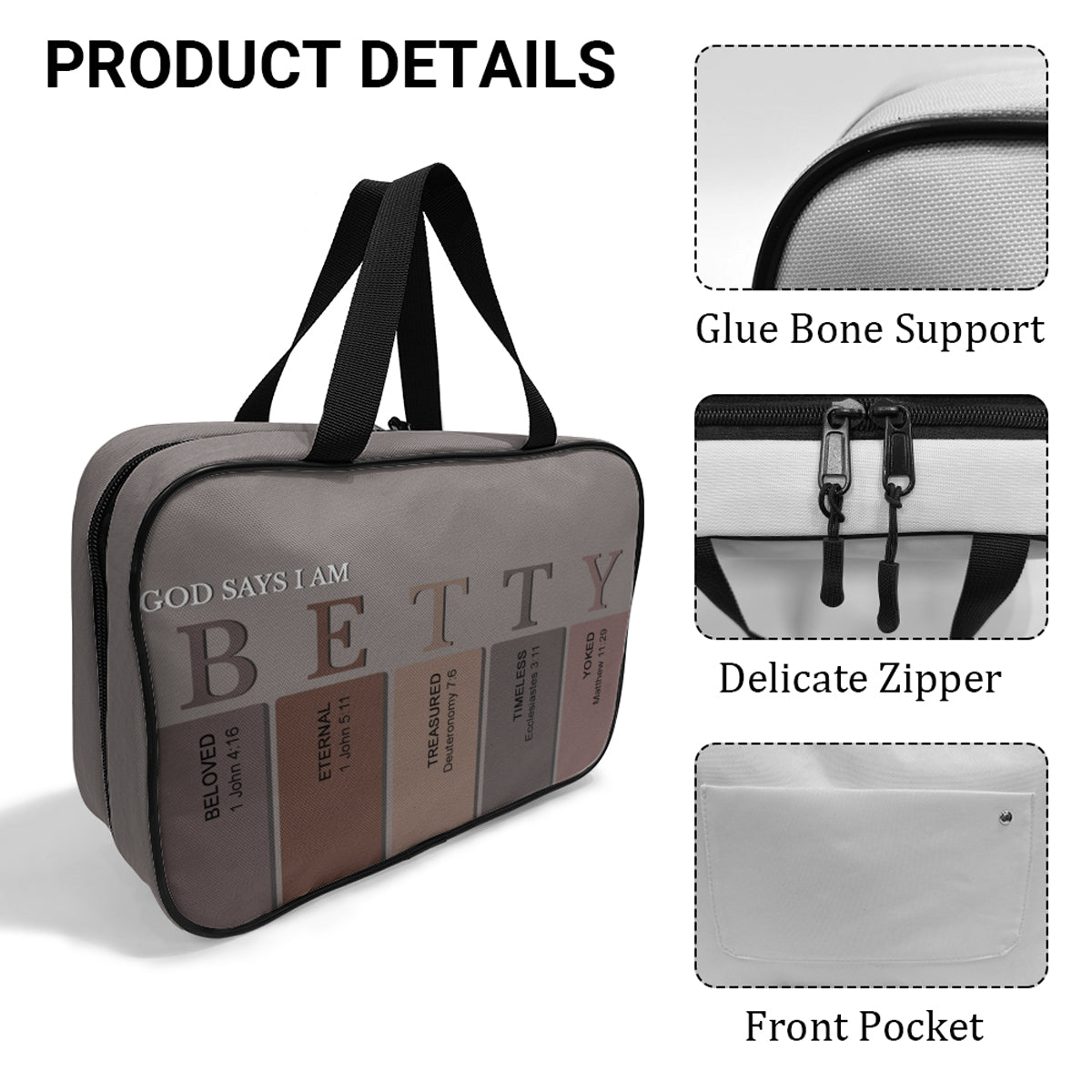 Custom Christian Toiletry Bag – Personalized Name with Bible Verse Meanings | CHRISTIANARTBAG