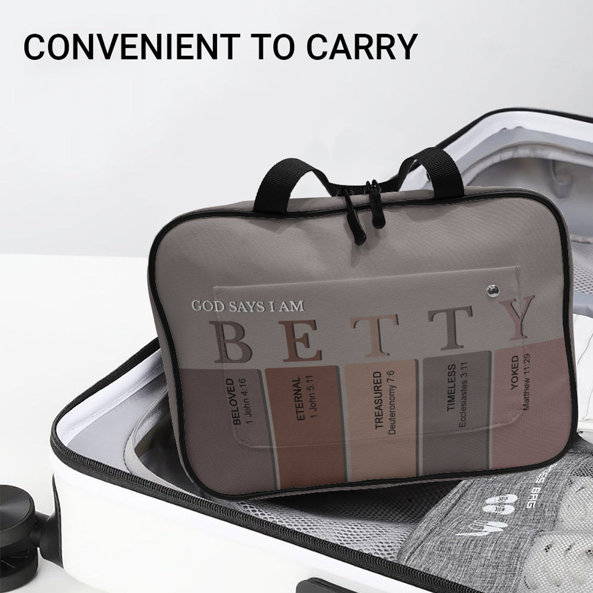 Custom Christian Toiletry Bag – Personalized Name with Bible Verse Meanings | CHRISTIANARTBAG