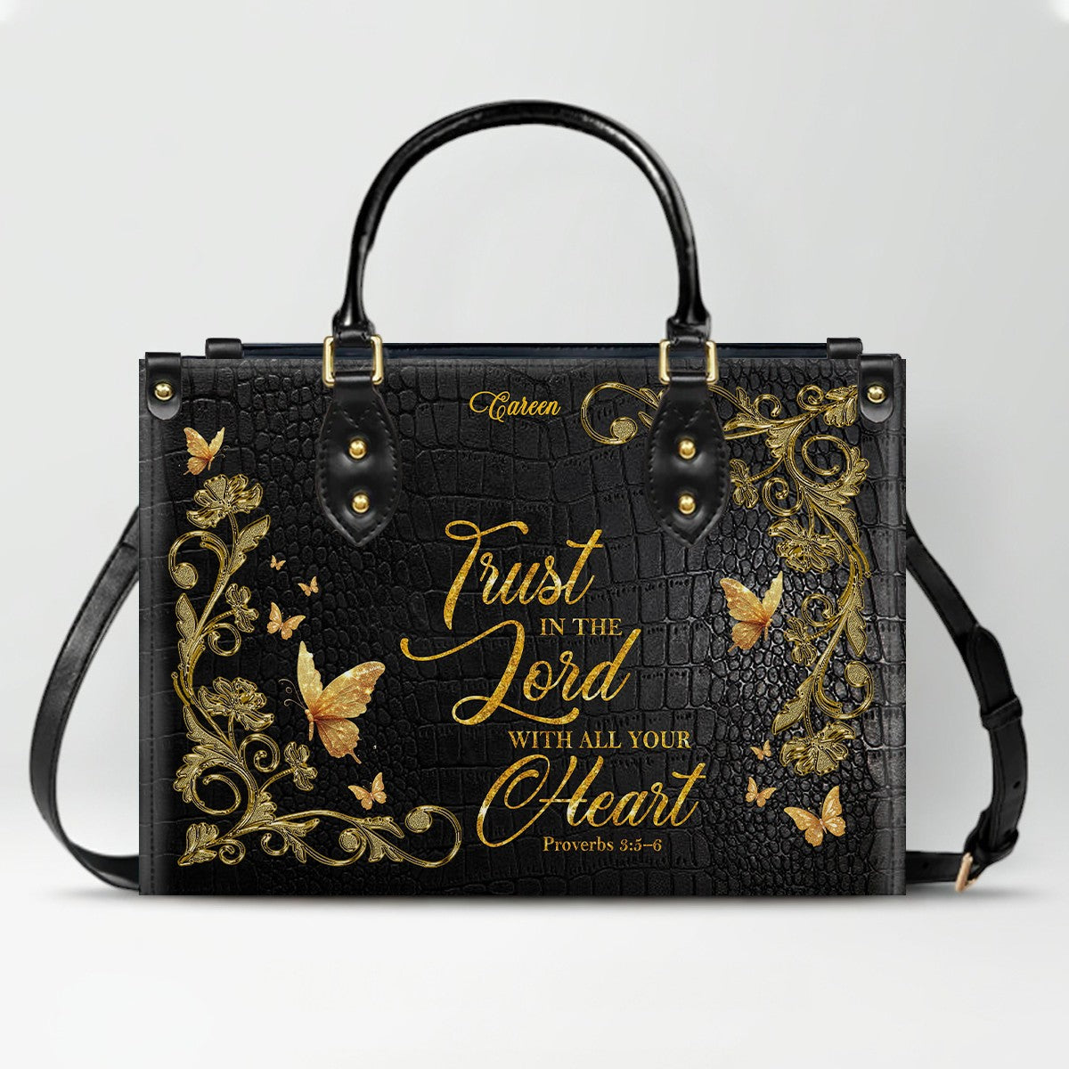 CHRISTIANARTBAG Handbags - She Who Kneels Before GOD - Custom Bible Verses Name & Color - Personalized Leather Handbag - CABLTB01120825