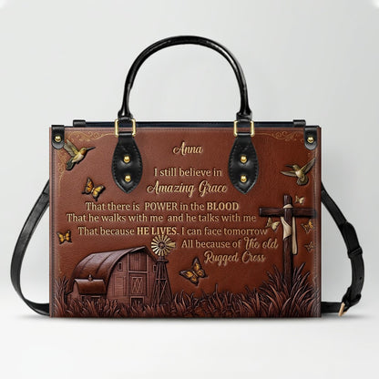 Personalized Leather Handbag for Women, Custom Christian Amazing Grace Purse with Name - CHRISTIANARTBAG CAB02100426