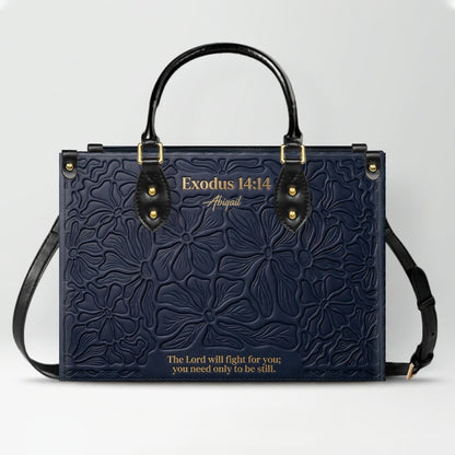 CHRISTIANARTBAG Personalized Leather Handbag - Custom Name & Bible Verse Floral Embossed Tote Bag for Women CAB01101726