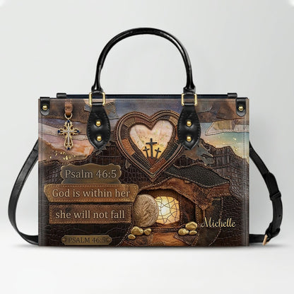CHRISTIANARTBAG Personalized Leather Handbag with Custom Name & Scripture - Be Still and Know That I Am God | CHRISTIANARTBAG™ CAB017626