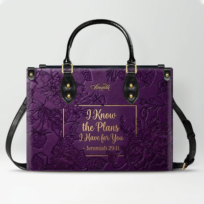 Personalized Bible Verse Leather Handbag - Custom Name Christian Tote Bag | CHRISTIANARTBAG 01080626