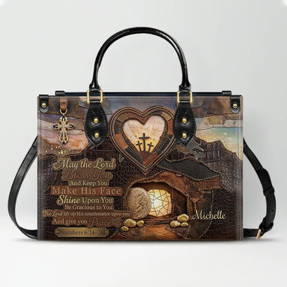 CHRISTIANARTBAG Personalized Leather Handbag with Custom Name & Scripture - Be Still and Know That I Am God | CHRISTIANARTBAG™ CAB017626